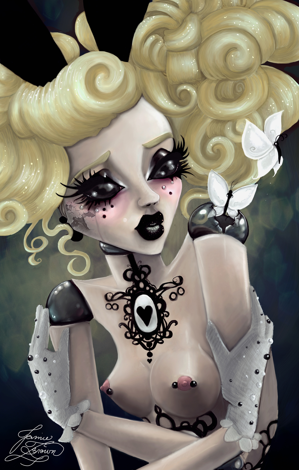 Jamie Brown‘s paintings of broken dolls